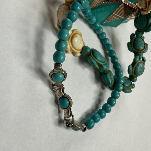 Set Of 3 Women Bracelets - Beaded Stretch Assortment Turtles Geometric Shapes - Picture 16 of 16